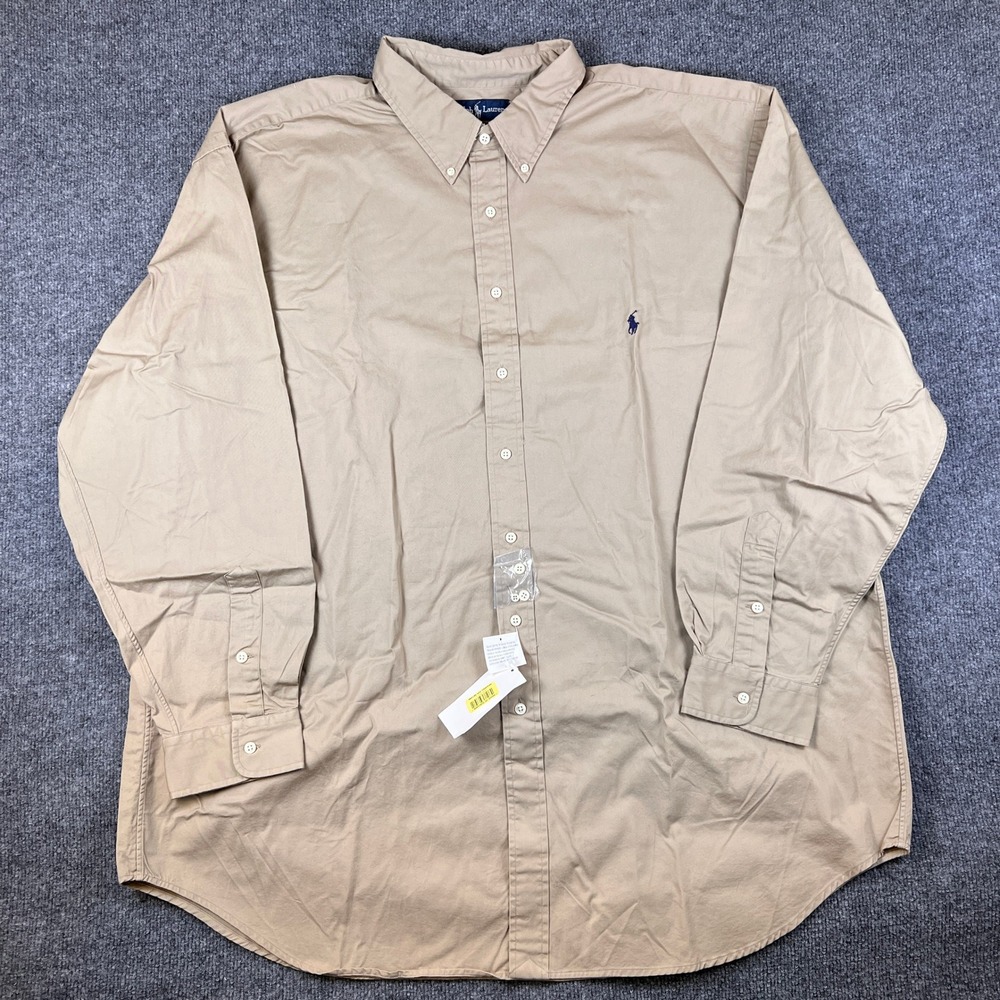 Ralph Lauren Shirt Mens 3XLT Tall Brown Tan Long Sleeve Button Down Pony NEW NWT